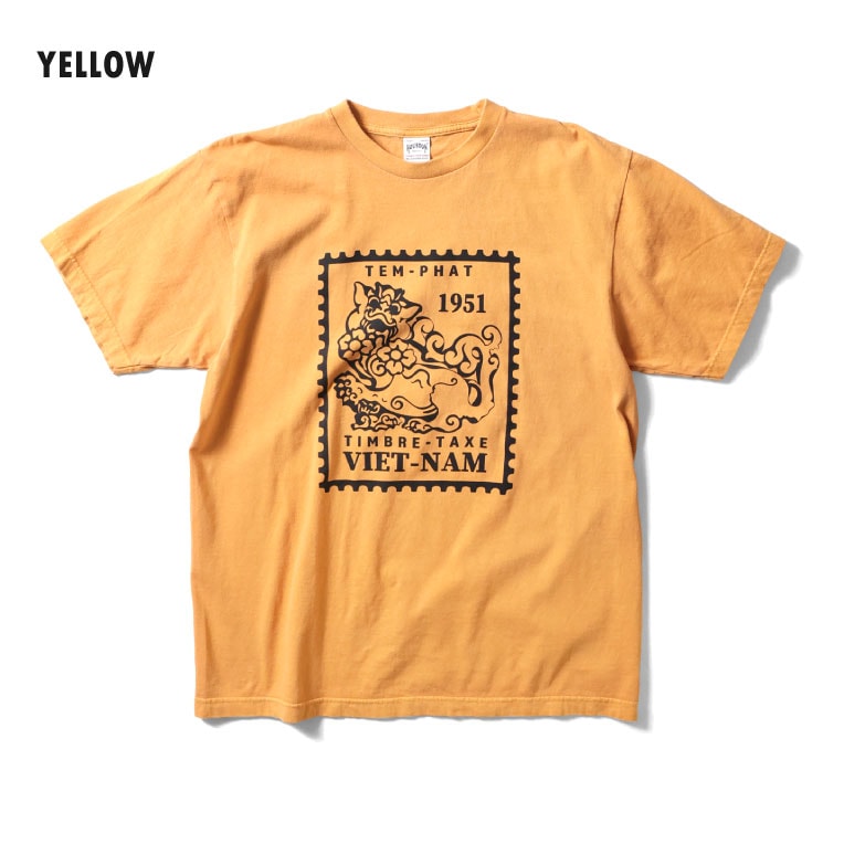 22309 PIGMENT PRINT TEE S/S(STAMP) - YELLOW
