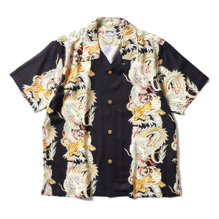 41196 ALOHA SHIRT (Dragon and Tiger) - BLACK