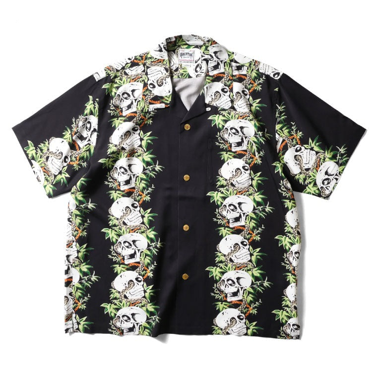 41201 ALOHA SHIRT (Skeleton) - BLACK