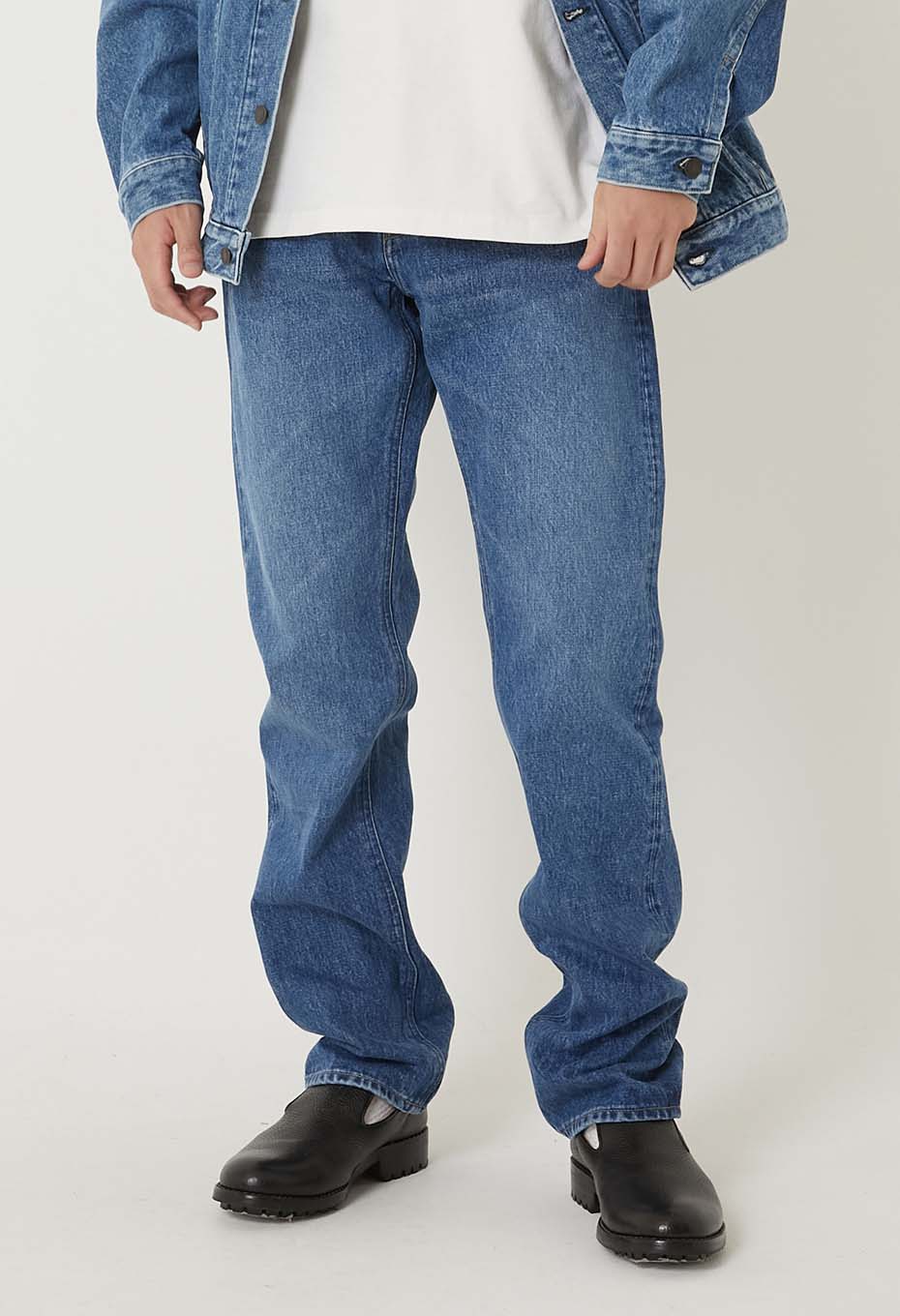 SELVEDGE DENIM FADE SLIM STRAIGHT JEANS - BLUE