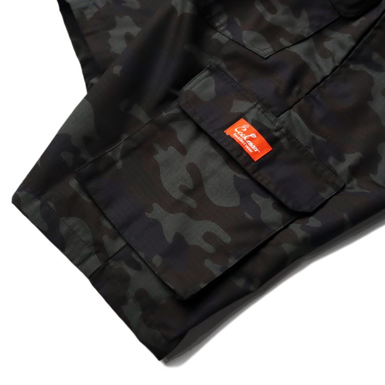 CHEF SHORT PANTS RIPSTOP CAMO BLACK (WOODLAND) - BLACK