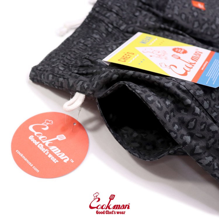 CHEF SHORT PANTS BLACK LEOPARD - BLACK