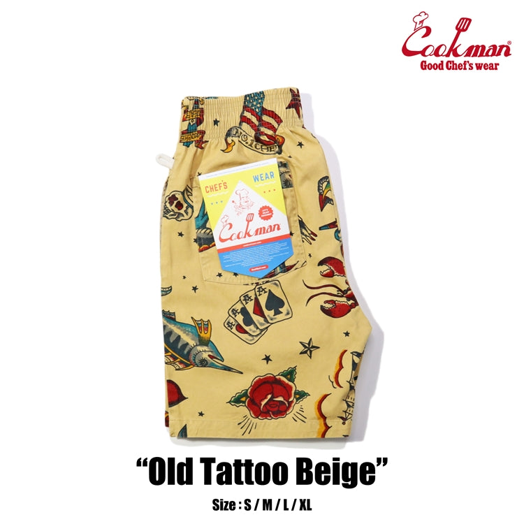 CHEF SHORT PANTS OLD TATTOO - BEIGE