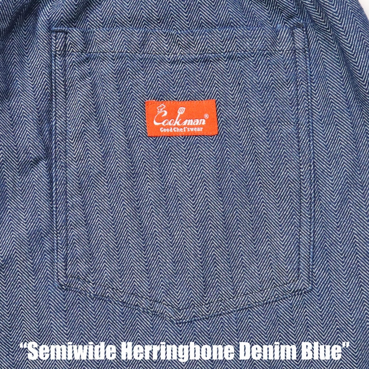 CHEF PANTS SEMIWIDE HERRINGBONE DENIM - BLUE