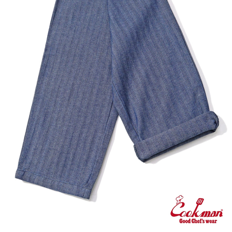 CHEF PANTS SEMIWIDE HERRINGBONE DENIM - BLUE