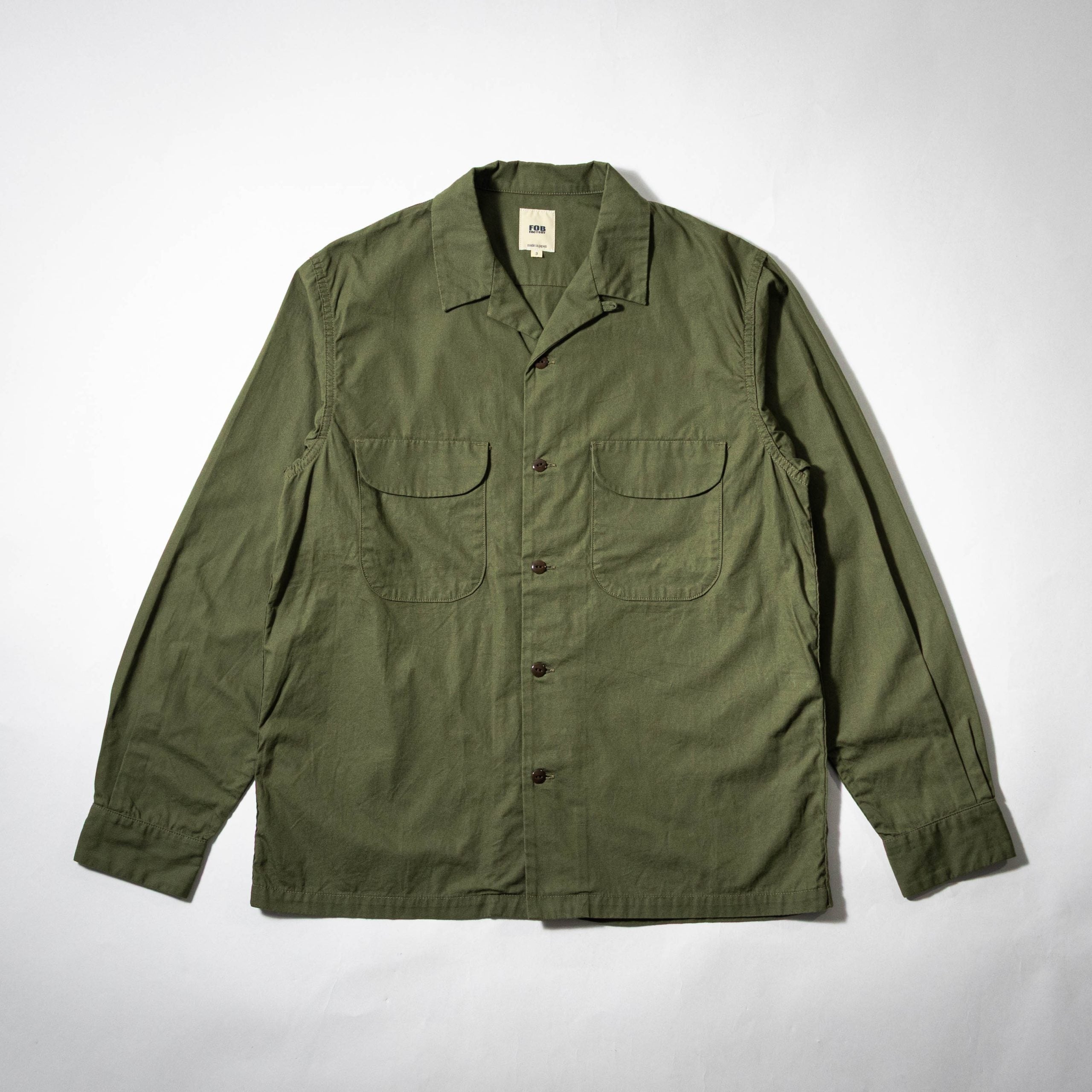 F3515 OPEN COLLAR SHIRT - OLIVE