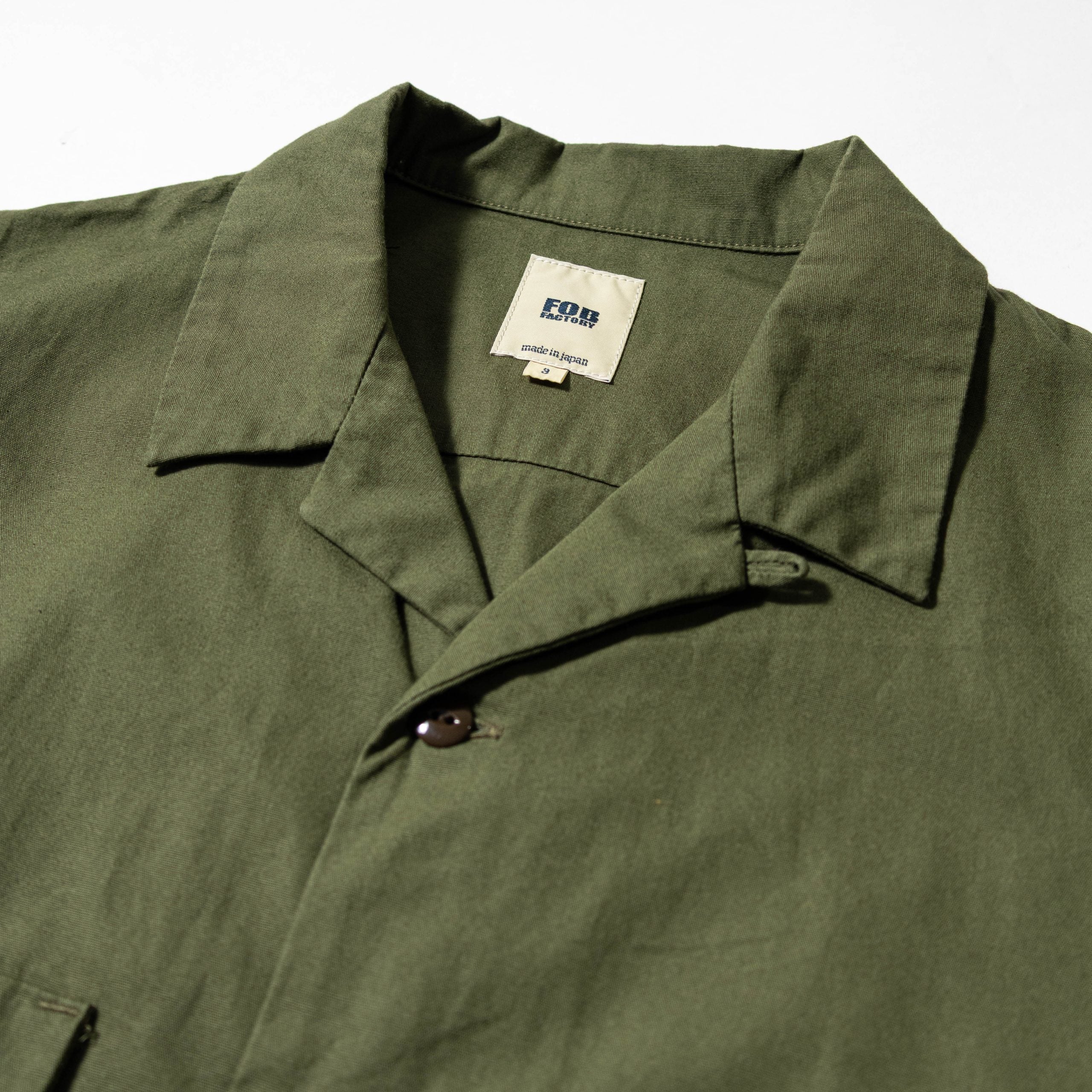 F3515 OPEN COLLAR SHIRT - OLIVE