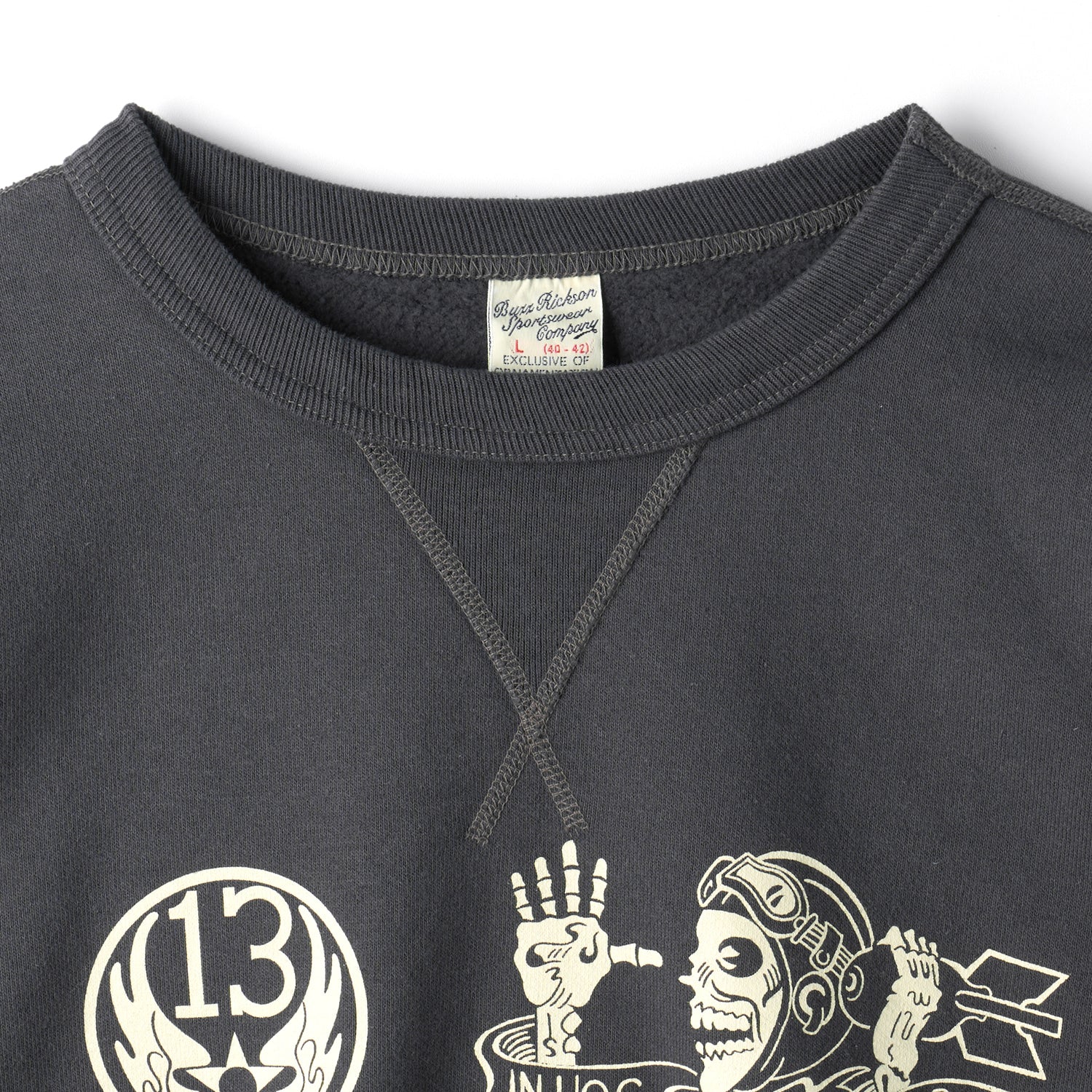 BR69693 Set-In Crew Neck Sweat Shirt 5th Bomb. Group Bomber Barons - BLACK