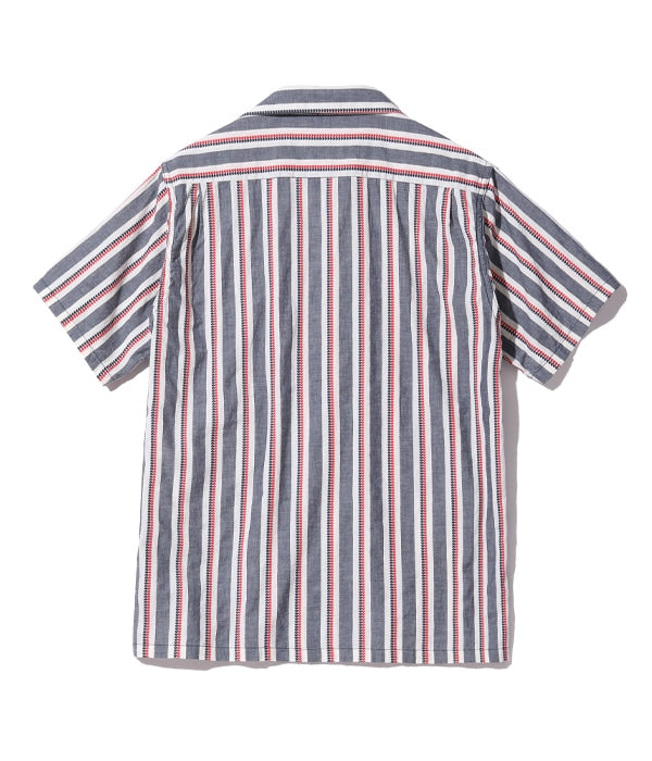 SC39119 HEART STRIPE OPEN SHIRT - NAVY