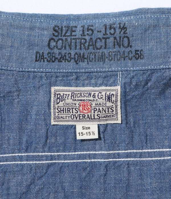 BR35856 BLUE CHAMBRAY WORK SHIRTS S/S - BLUE