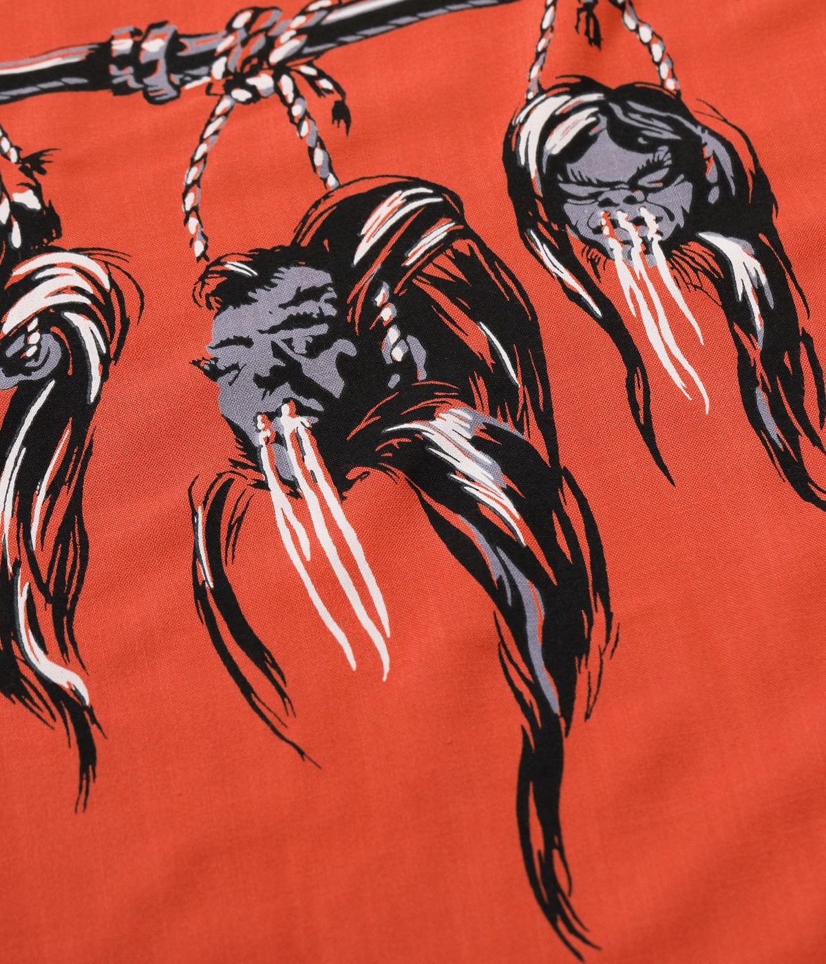 SH39705 HOPSACK RAYON OPEN SHIRT SHRUNKEN HEAD - RED