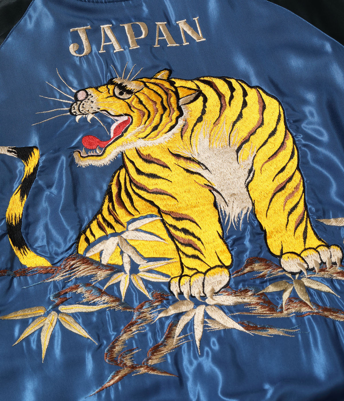 TT15972-119 Early 1950s Style Acetate Souvenir Jacket EAGLE x ROARING TIGER - BLACK/NAVY