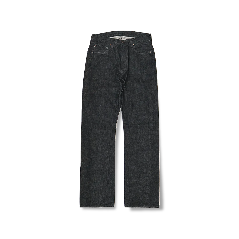 1101BK Srtaight Black Selvedge Denim - Black