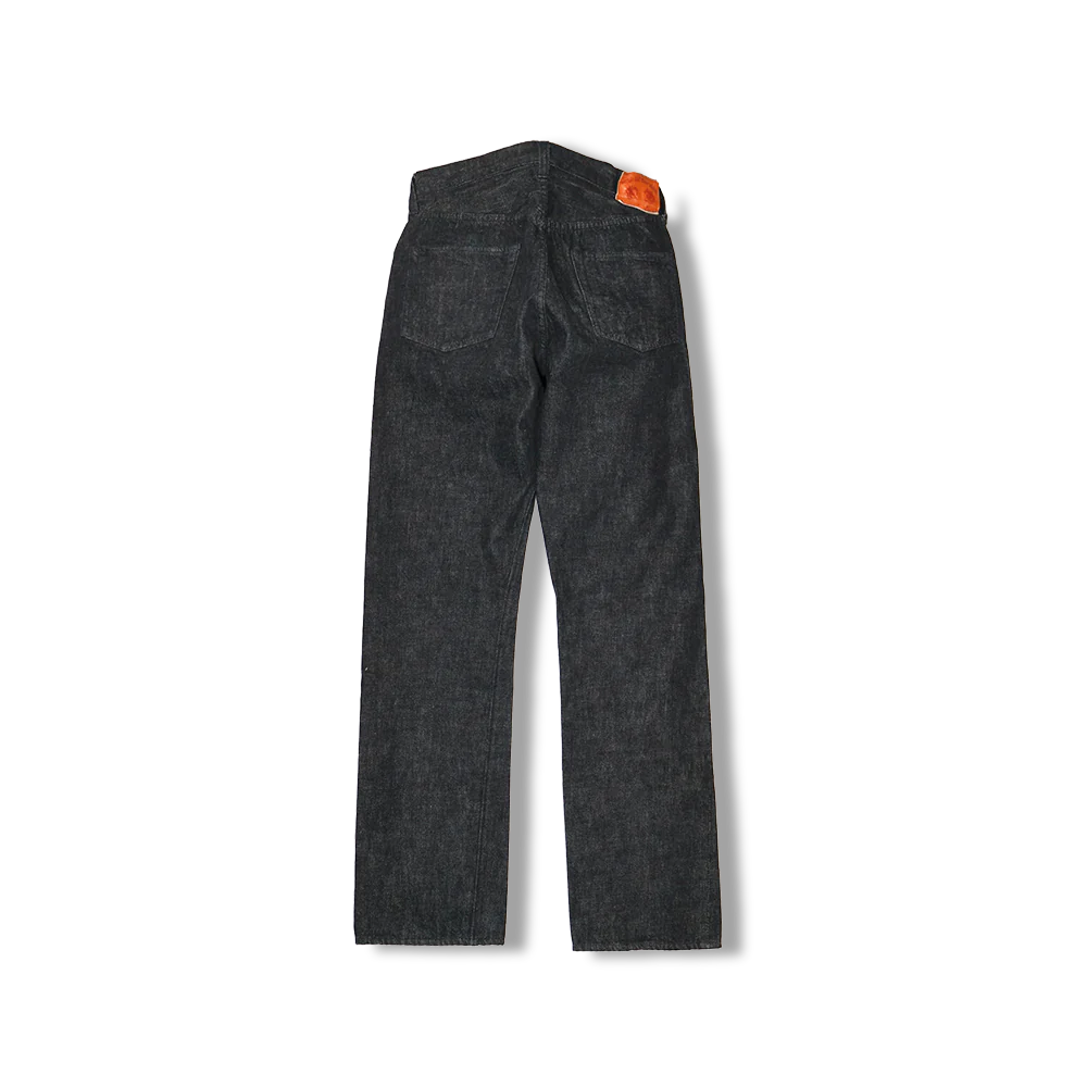 1101BK Srtaight Black Selvedge Denim - Black
