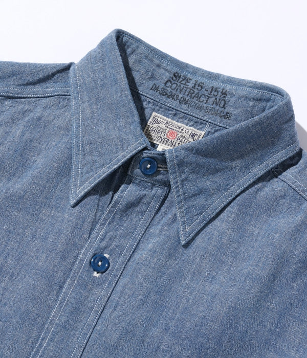 BR35856 BLUE CHAMBRAY WORK SHIRTS S/S - BLUE