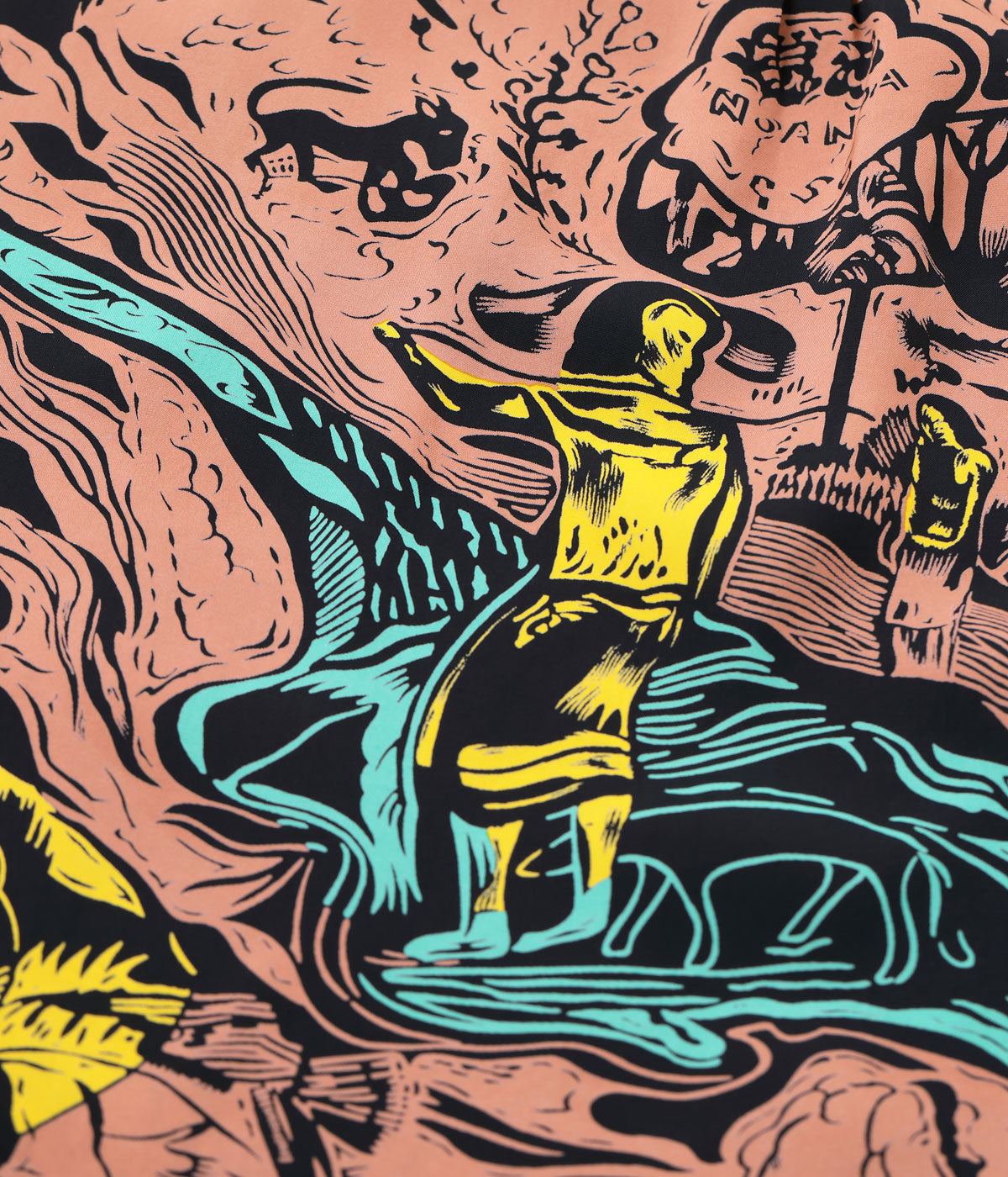 SS39673 SUN SURF SPECIAL EDITION “GAUGUIN WOODCUT MYSTIC” (SHORT SLEEVE) - BLACK