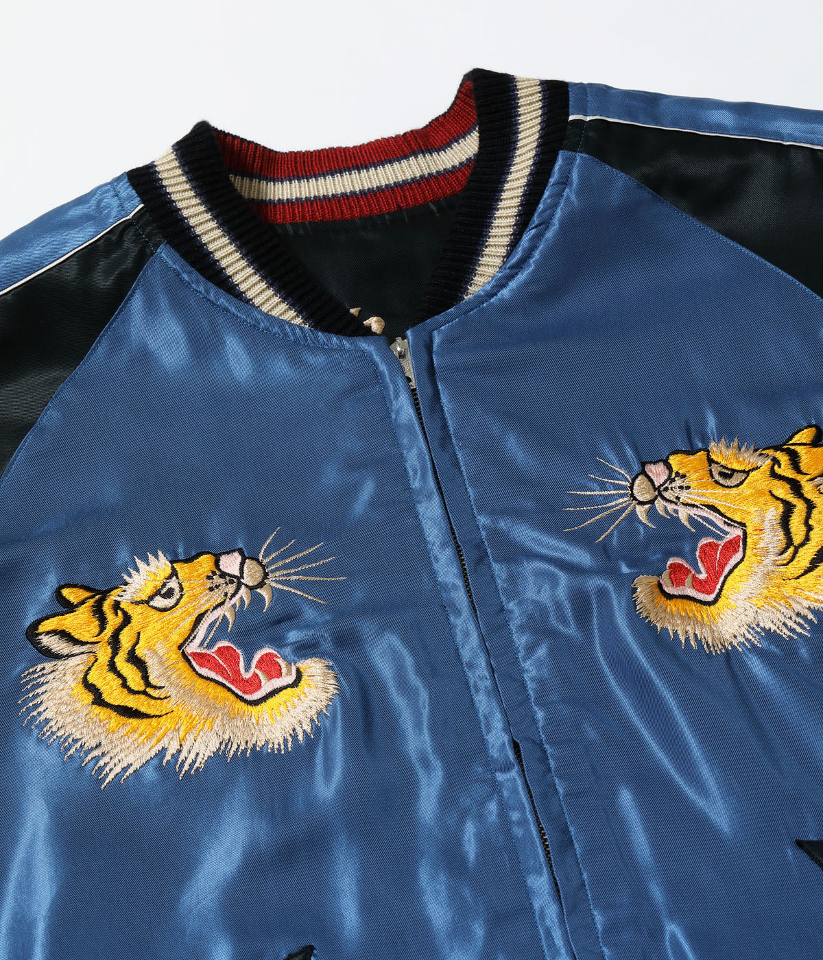 TT15972-119 Early 1950s Style Acetate Souvenir Jacket EAGLE x ROARING TIGER - BLACK/NAVY
