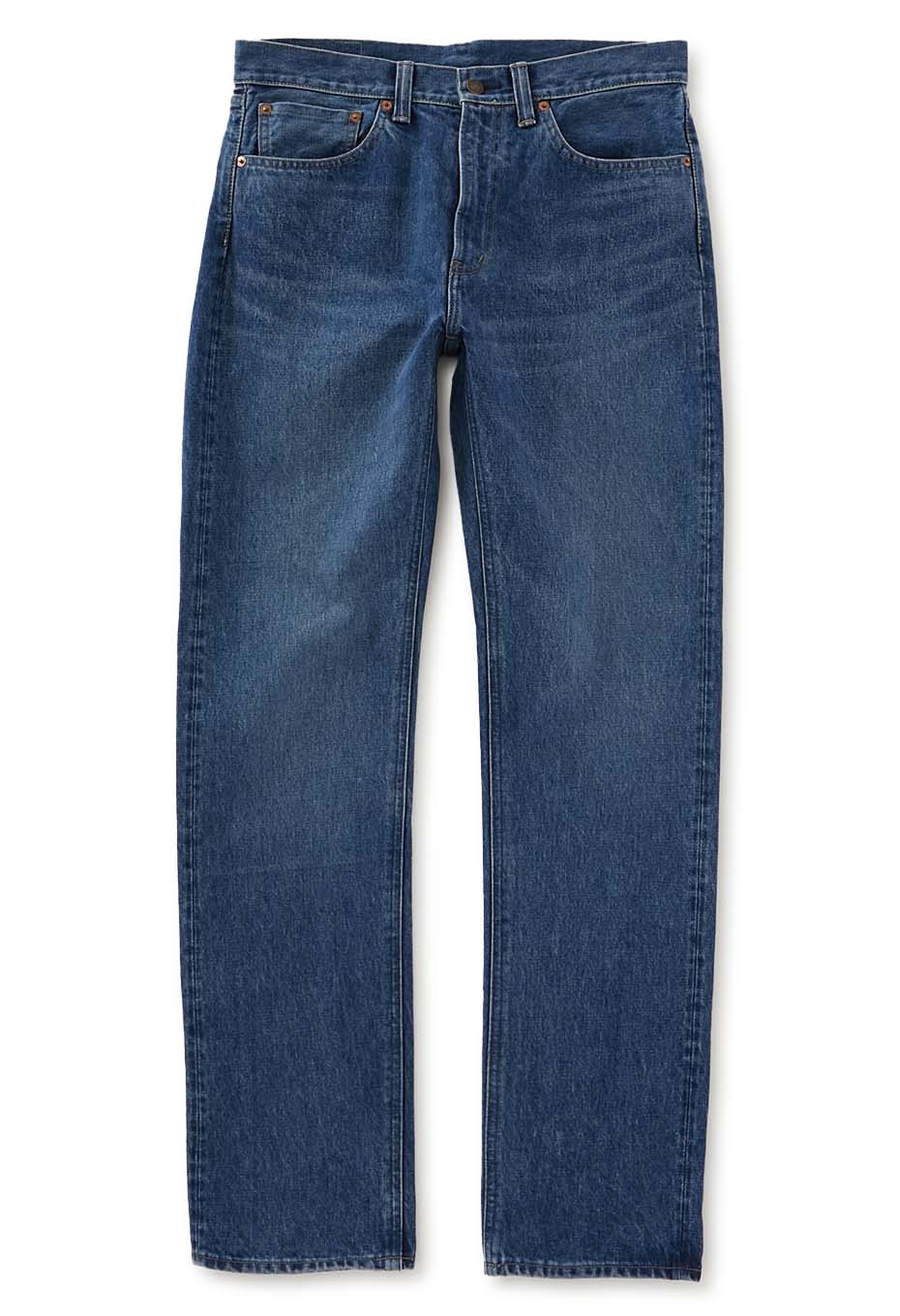 SELVEDGE DENIM FADE SLIM STRAIGHT JEANS - BLUE