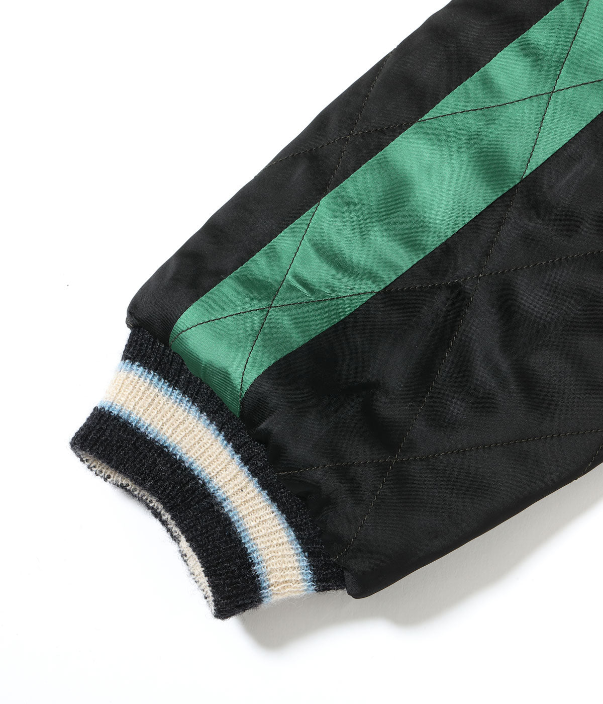 TT15809-119 Mid 1950s Style Velveteen × Acetate Quilted Souvenir Jacket “Stencil Paint” TOYO ENTERPRISE 60th Anniversary Special Edition “TIGER HEAD” × “EAGLE” - BLACK/GREEN