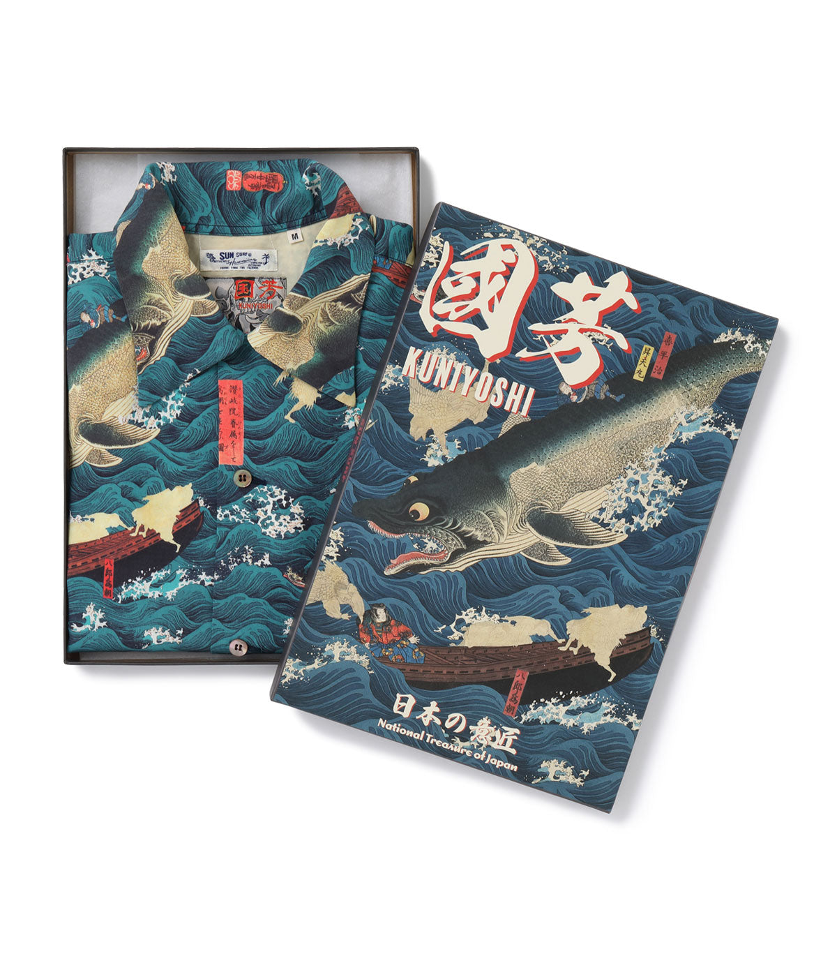 SS39742 SUN SURF × Utagawa Kuniyoshi SPECIAL EDITION “Picture of the Retainers of Emperor Sanuki Rescuing Tametomo” - NAVY