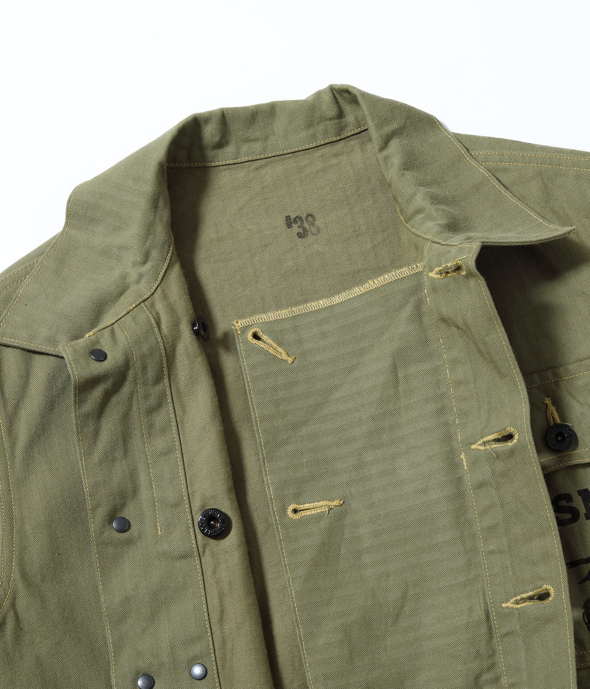 BR15123 US MARINE CORPS M-1944 HERRINGBONE UTILITY JACKET - OLIVE