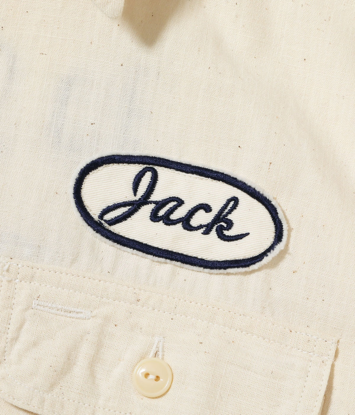 SC39731 CHAMBRAY WORK SHIRT with CHAIN EMBROIDERED - OFF WHITE