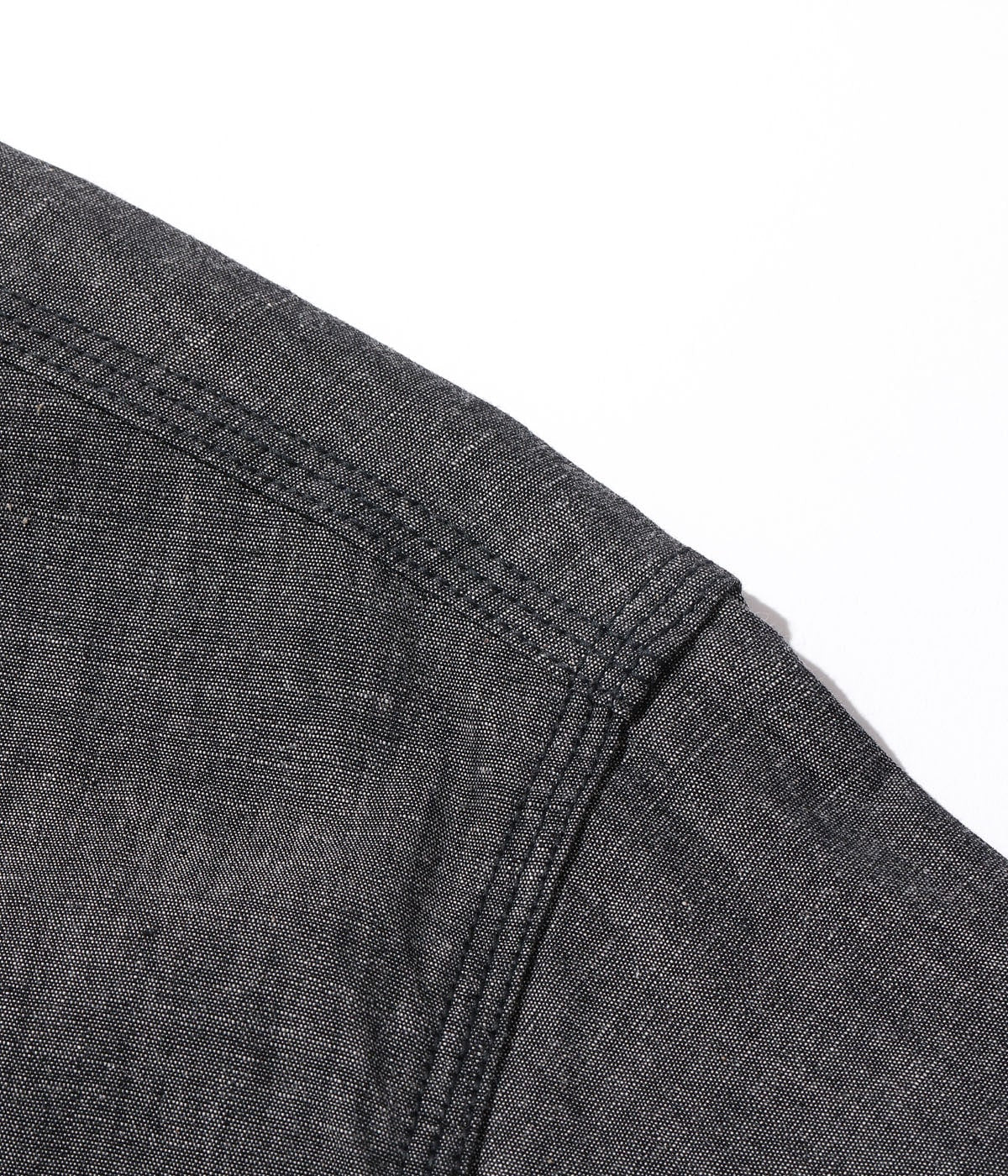 SC39307 BLACK CHAMBRAY WORK SHIRT (SHORT SLEEVE) - BLACK