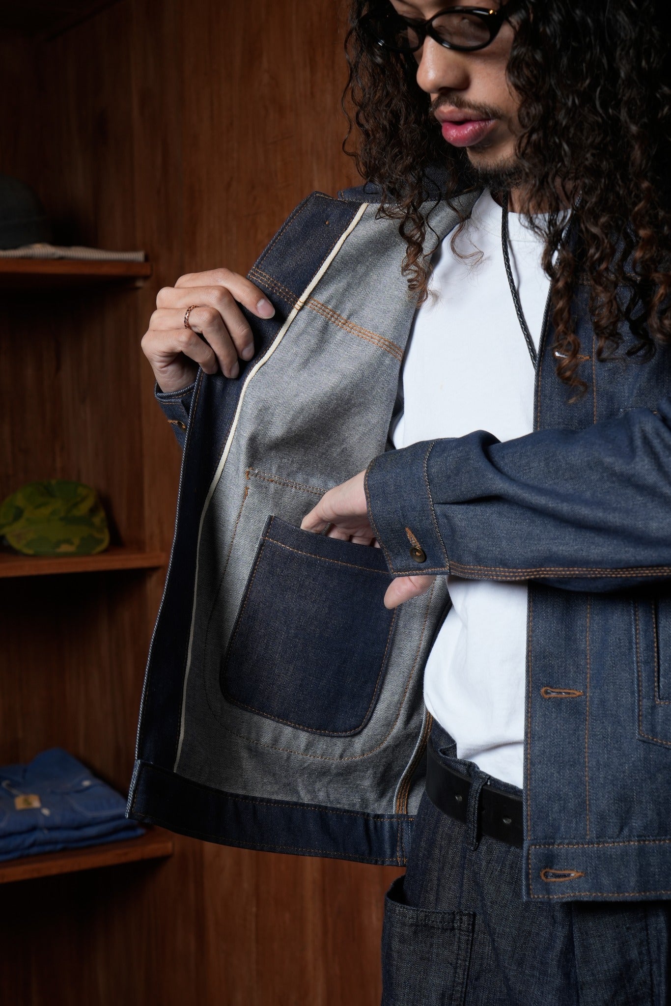 AK/PR/LOT2/JKT/029 Denim Document Jacket with curved yoke White Japanese selvedge - INDIGO