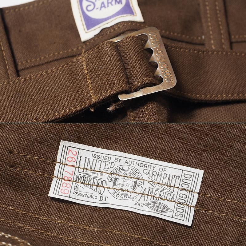 JG-12 late 30s to early 40s Ironworkers Trousers Duck ONE WASH - Duck Brown