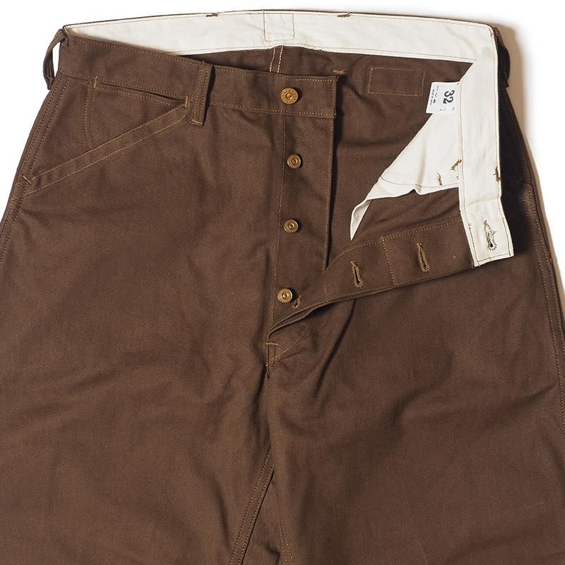 JG-12 late 30s to early 40s Ironworkers Trousers Duck ONE WASH - Duck Brown