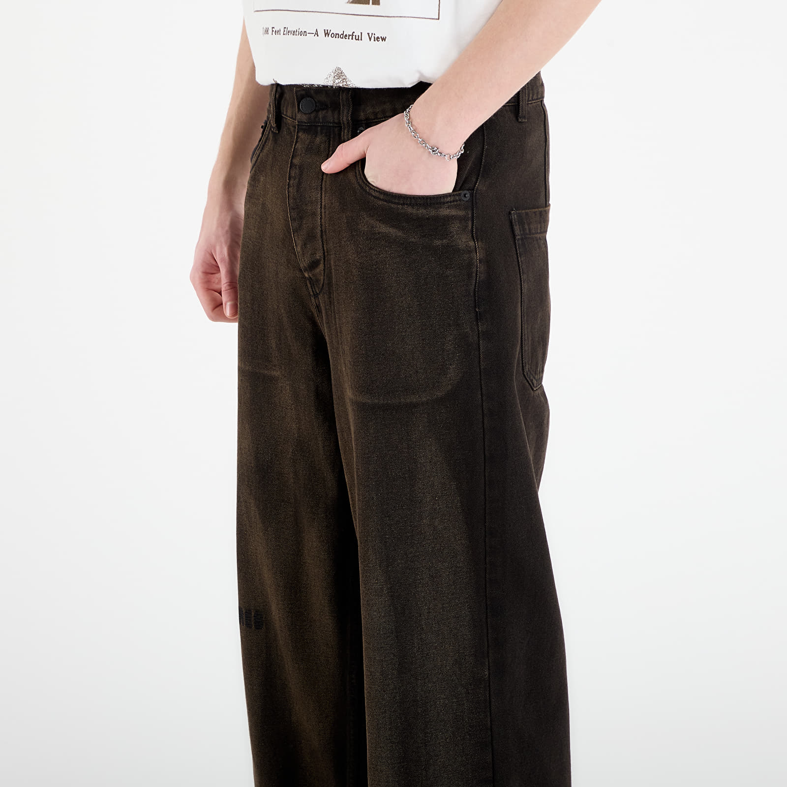 OIL BAGGY JEANS - DARK BROWN