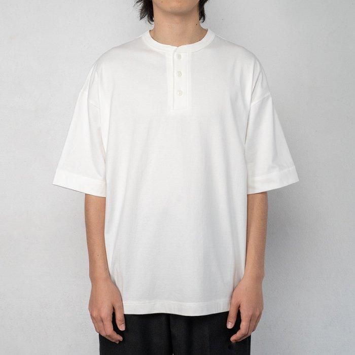 USA Cotton Henley Neck Short-Sleeve T-Shirt - WHITE
