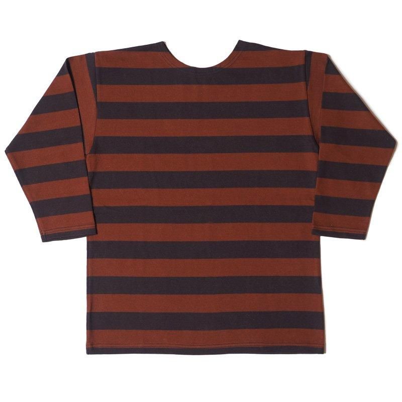 4051 7/8 SLEEVE 2-INCH BORDER TEE - BROWN/NATURAL