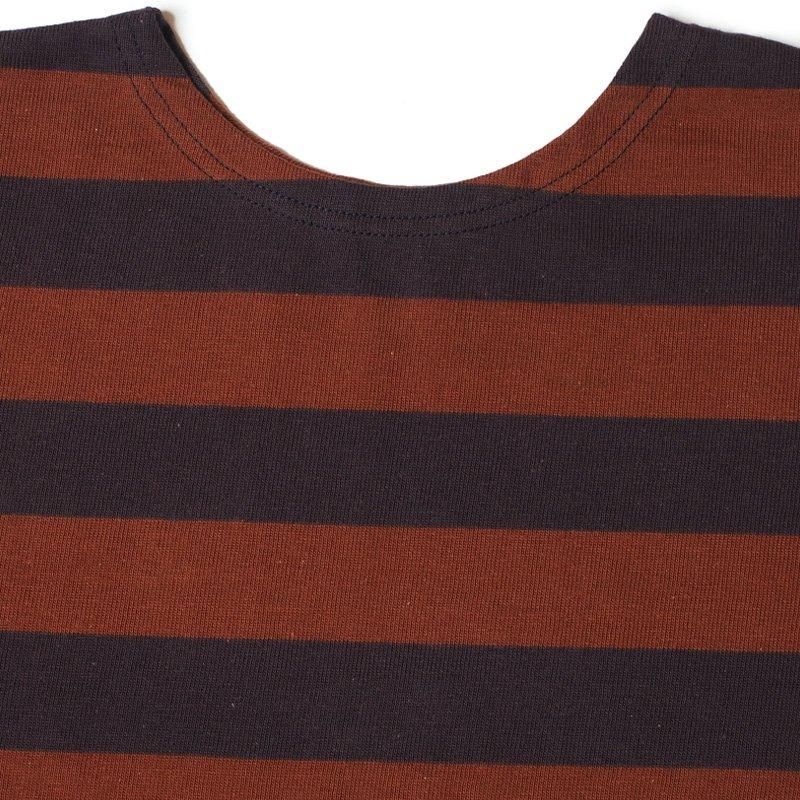 4051 7/8 SLEEVE 2-INCH BORDER TEE - BROWN/NATURAL