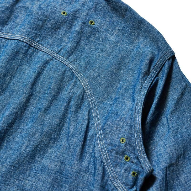 3064 VENTILATION TRIPLE STITCH CHAMBRAY SHIRTS - SAX