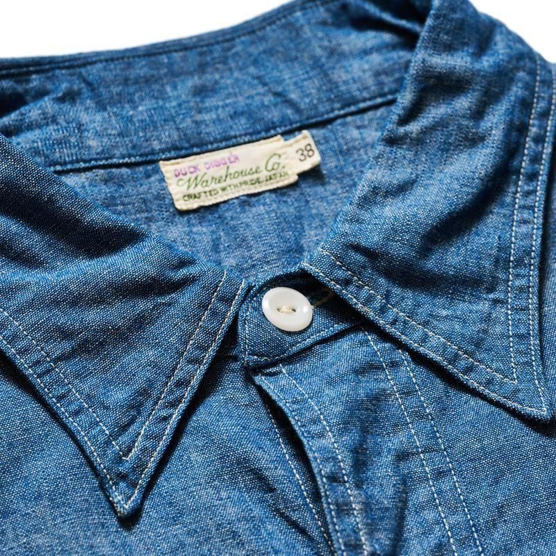 3064 VENTILATION TRIPLE STITCH CHAMBRAY SHIRTS - SAX