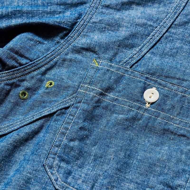 3064 VENTILATION TRIPLE STITCH CHAMBRAY SHIRTS - SAX