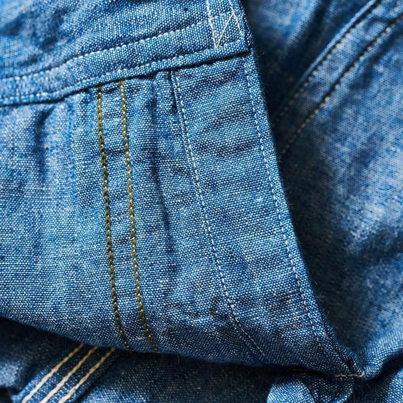 3064 VENTILATION TRIPLE STITCH CHAMBRAY SHIRTS - SAX