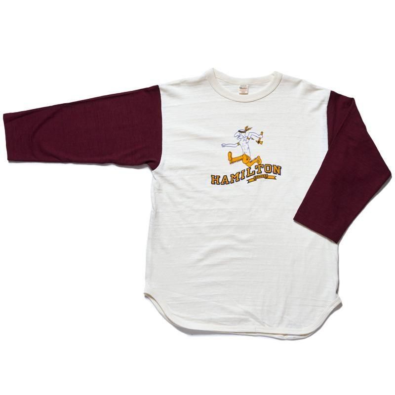 4800 3/4 SLEEVE BASEBALL TEE HAMILION - CREAM/BORDEAUX
