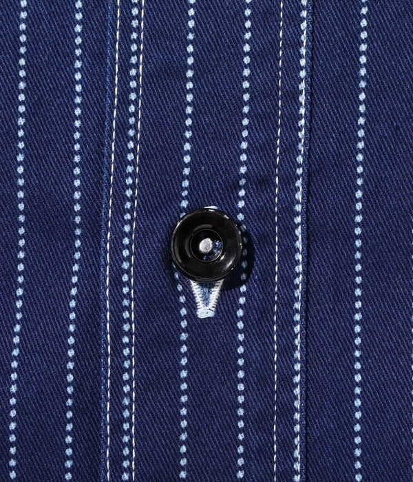 SC25551 SUGAR CANE FICTION ROMANCE 8.5OZ. WABASH STRIPE WORK SHIRT - INDIGO WABASH