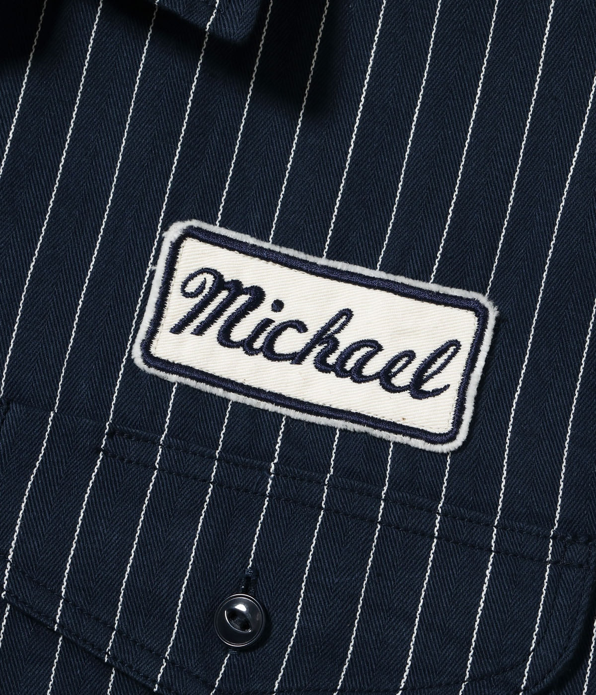 SC39732 COKE STRIPE WORK SHIRT with EMBROIDERED (SHORT SLEEVE) - NAVY