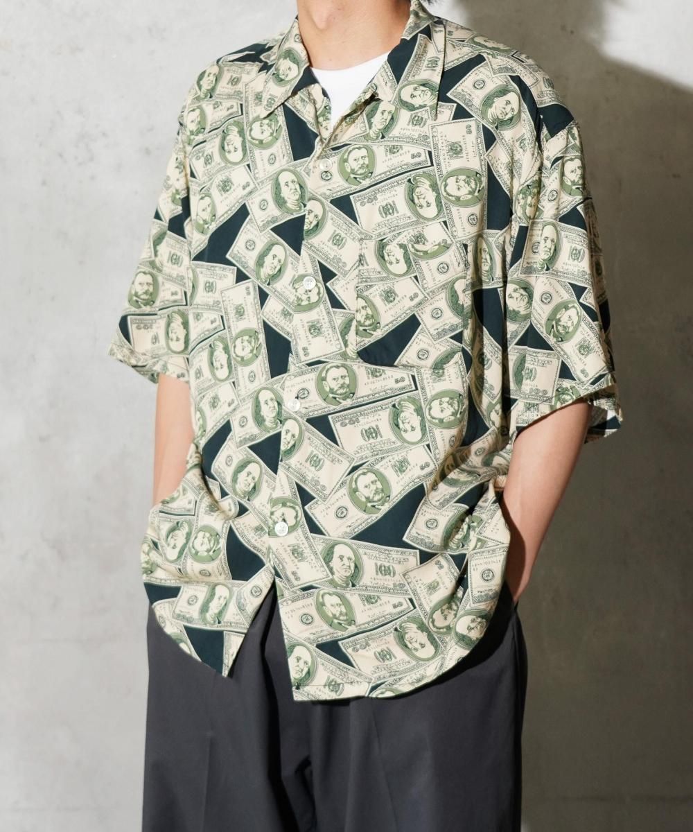 PRINTED LOOP COLLAR SS SHIRT - MONEY