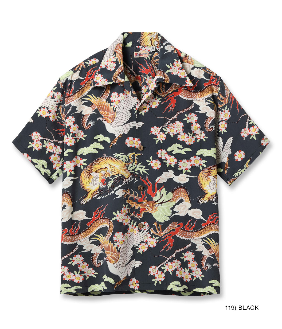 SS39414 RAYON HAWAIIAN SHIRT “THE TRIANGULAR FIGHT” - BLACK