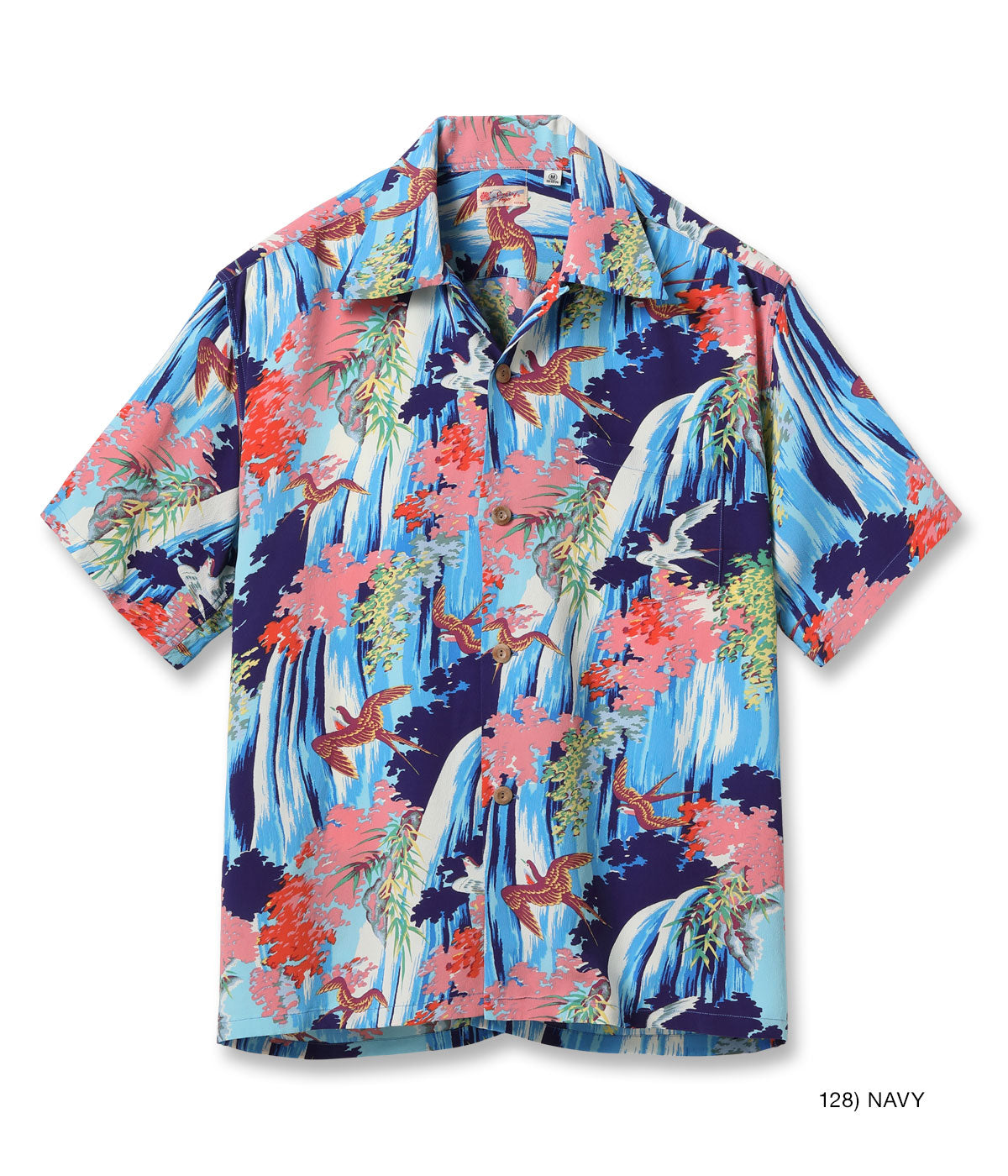 SS39426 RAYON HAWAIIAN SHIRT “SWALLOW WILDLY FLUTTERING” - NAVY