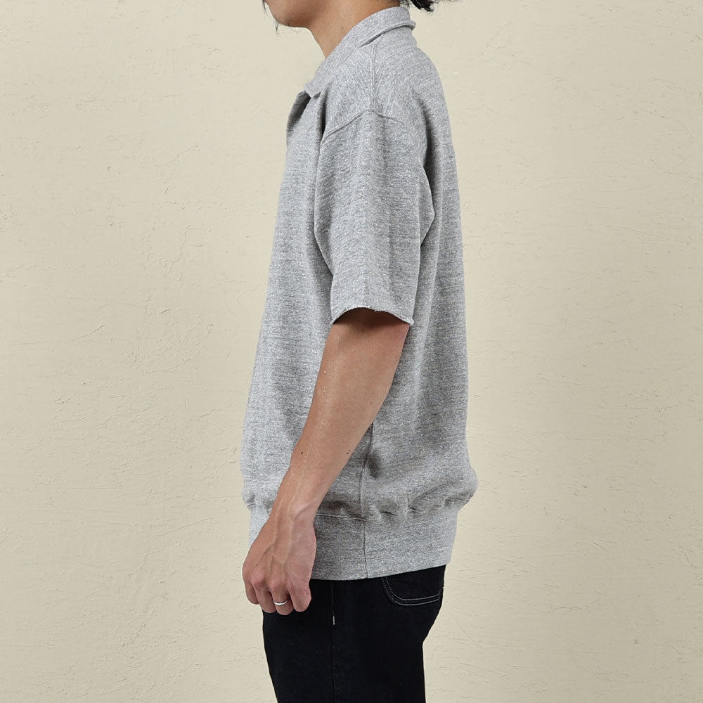 74004 CUT OFF SLEEVE SWEAT POLO SHIRT - HEATHER GREY