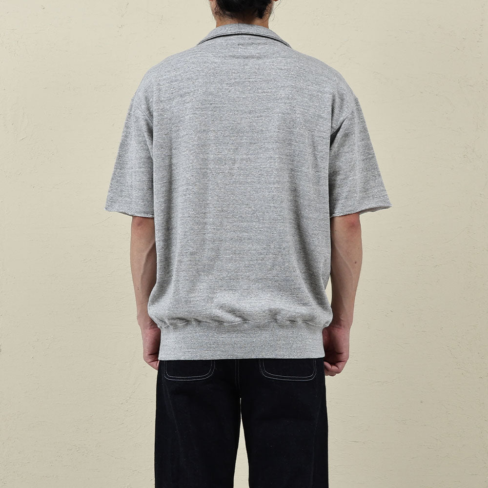 74004 CUT OFF SLEEVE SWEAT POLO SHIRT - HEATHER GREY