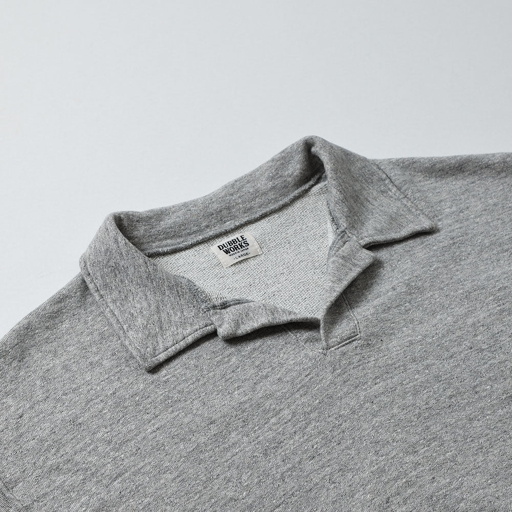 74004 CUT OFF SLEEVE SWEAT POLO SHIRT - HEATHER GREY