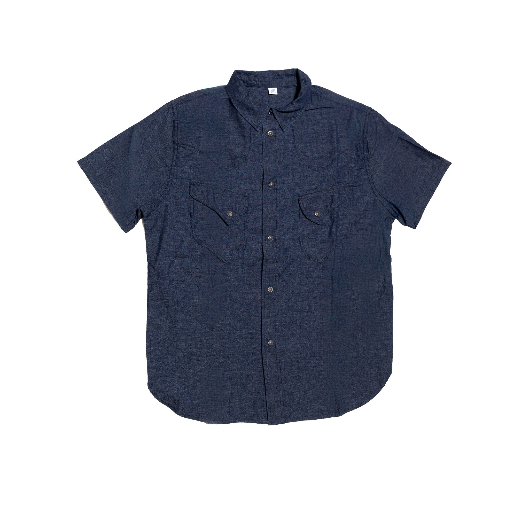 SS-2225-1 HEATHER CHAMBRAY CURVED POCKET SHIRT S/S - HEATHER INDIGO