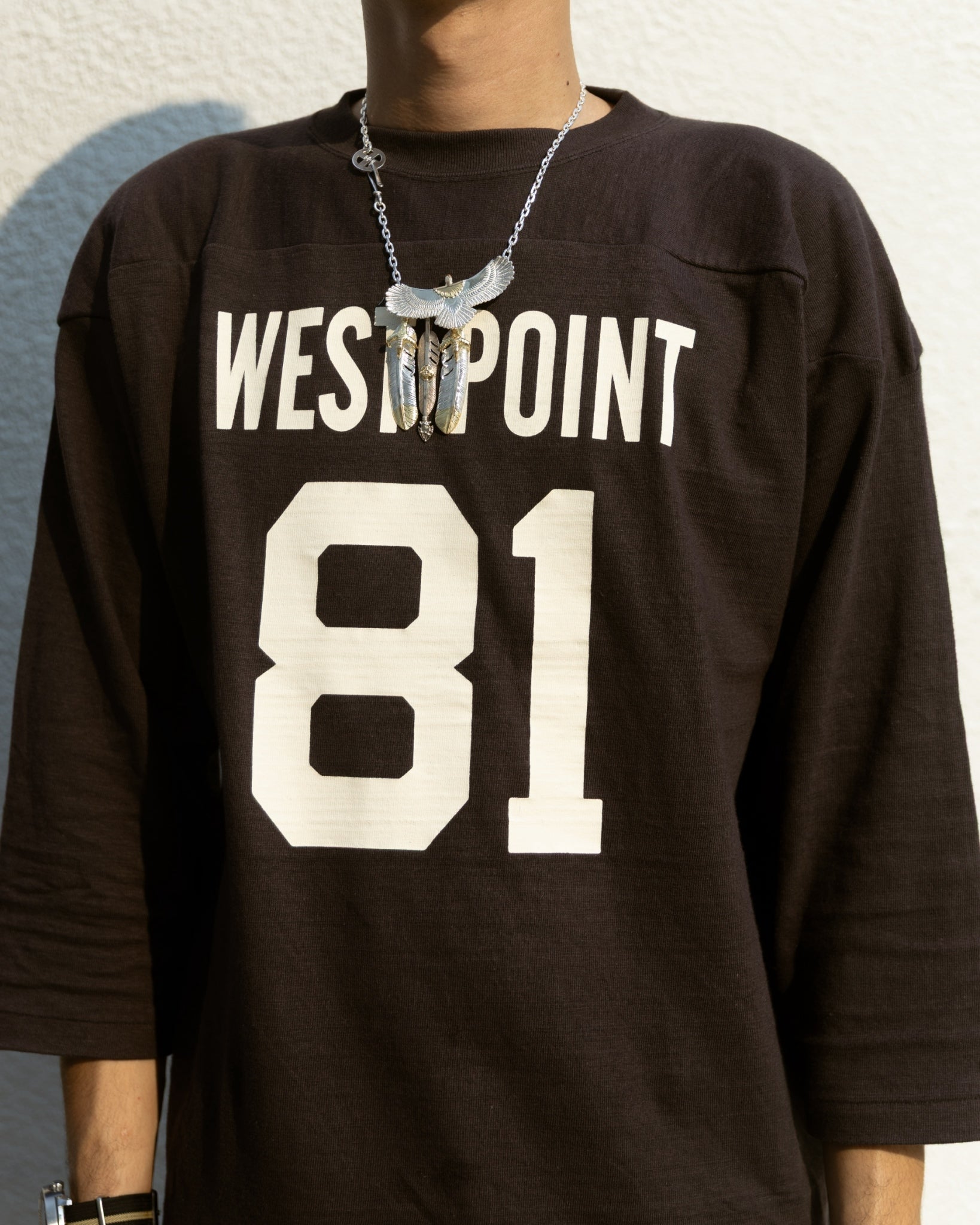 4063 3/4 Sleeve Football T-Shirt WEST POINT - BLACK