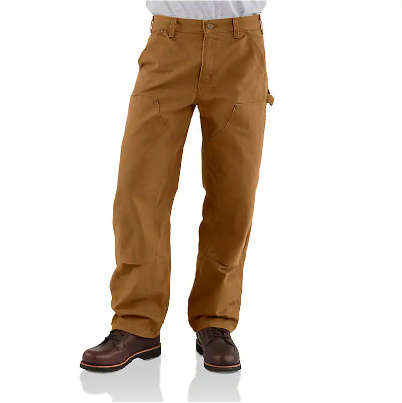 LOOSE STRAIGHT WASHED DUCK DOUBLE-FRONT DUNGAREE WORK PANTS - CARHARTT BROWN